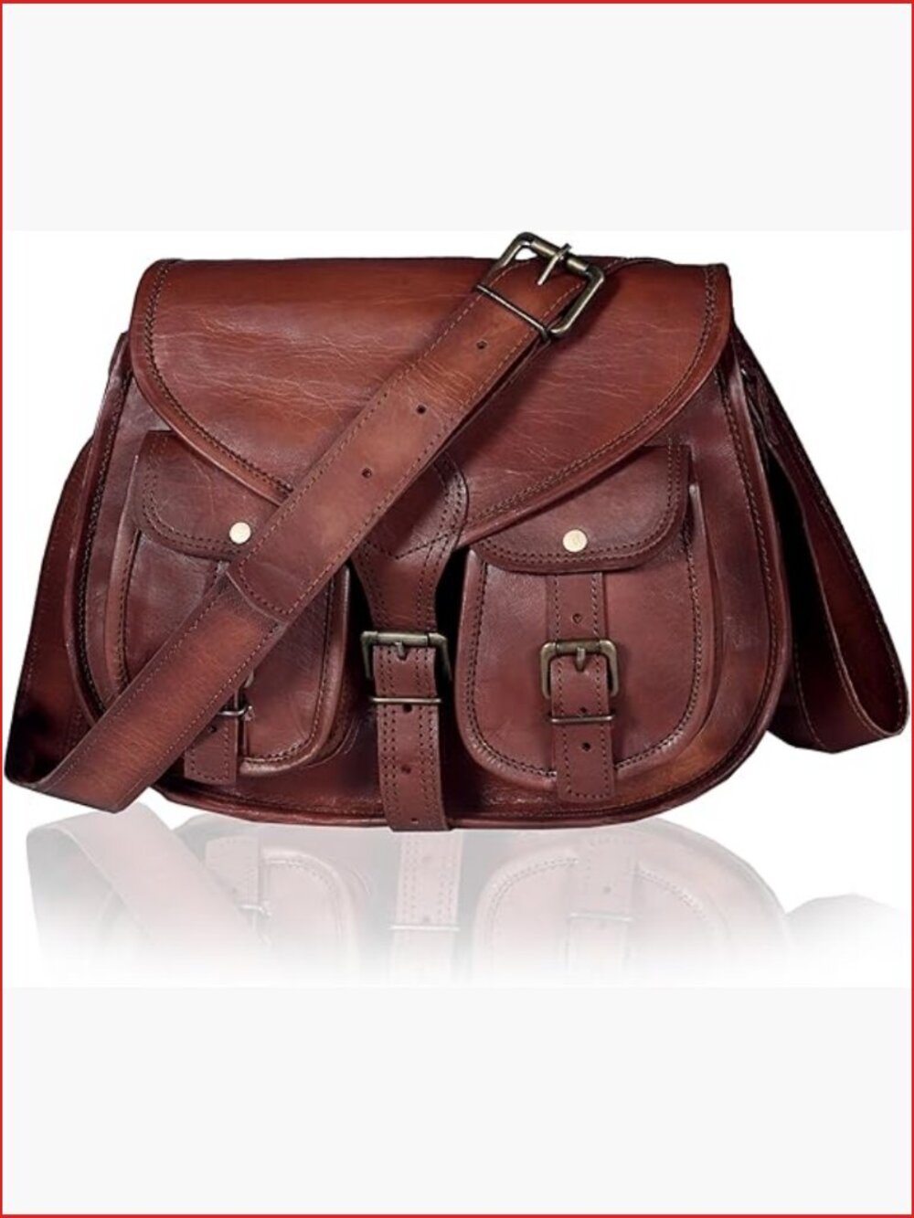 Genuine Leather Satchel Handbag Crossbody Shoulder Tote 14 Inch